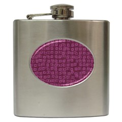 Plum Abstract Checks Pattern Hip Flask (6 Oz) by SpinnyChairDesigns