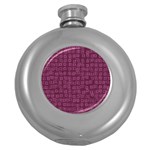 Plum Abstract Checks Pattern Round Hip Flask (5 oz) Front