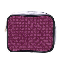 Plum Abstract Checks Pattern Mini Toiletries Bag (one Side) by SpinnyChairDesigns