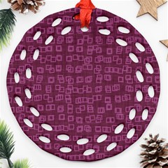 Plum Abstract Checks Pattern Ornament (round Filigree) by SpinnyChairDesigns