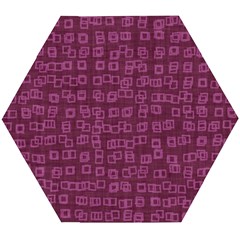 Plum Abstract Checks Pattern Wooden Puzzle Hexagon by SpinnyChairDesigns