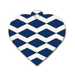 Diamonds Blue Dog Tag Heart (two Sides) by MooMoosMumma