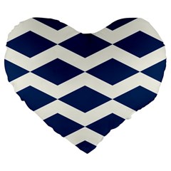 Diamonds Blue Large 19  Premium Flano Heart Shape Cushions by MooMoosMumma