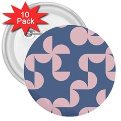 Pink And Blue Shapes 3  Buttons (10 Pack)  by MooMoosMumma