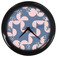 Pink And Blue Shapes Wall Clock (black) by MooMoosMumma