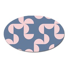 Pink And Blue Shapes Oval Magnet by MooMoosMumma