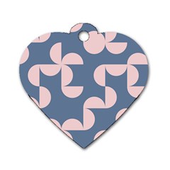 Pink And Blue Shapes Dog Tag Heart (two Sides) by MooMoosMumma