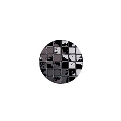 Black And White Checkered Grunge Pattern 1  Mini Magnets by SpinnyChairDesigns