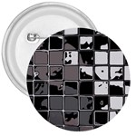 Black and White Checkered Grunge Pattern 3  Buttons Front