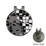 Black and White Checkered Grunge Pattern Hat Clips with Golf Markers Front