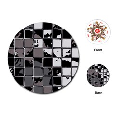 Black And White Checkered Grunge Pattern Playing Cards Single Design (round) by SpinnyChairDesigns