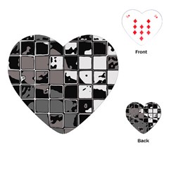 Black And White Checkered Grunge Pattern Playing Cards Single Design (heart) by SpinnyChairDesigns