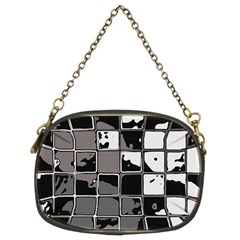 Black And White Checkered Grunge Pattern Chain Purse (two Sides) by SpinnyChairDesigns