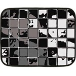 Black and White Checkered Grunge Pattern Double Sided Fleece Blanket (Mini)  35 x27  Blanket Front