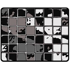 Black And White Checkered Grunge Pattern Fleece Blanket (medium)  by SpinnyChairDesigns