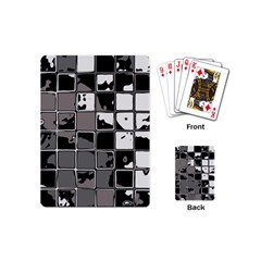 Black And White Checkered Grunge Pattern Playing Cards Single Design (mini) by SpinnyChairDesigns