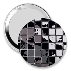 Black And White Checkered Grunge Pattern 3  Handbag Mirrors by SpinnyChairDesigns