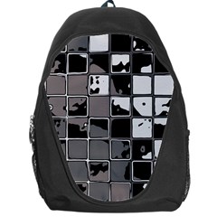 Black And White Checkered Grunge Pattern Backpack Bag by SpinnyChairDesigns