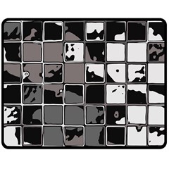 Black And White Checkered Grunge Pattern Double Sided Fleece Blanket (medium)  by SpinnyChairDesigns