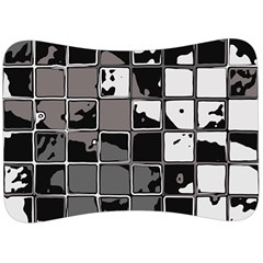 Black And White Checkered Grunge Pattern Velour Seat Head Rest Cushion by SpinnyChairDesigns