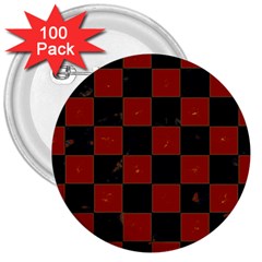 Red And Black Checkered Grunge  3  Buttons (100 Pack)  by SpinnyChairDesigns