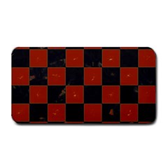 Red And Black Checkered Grunge  Medium Bar Mats by SpinnyChairDesigns