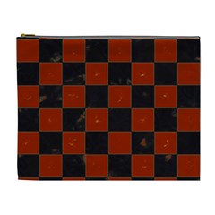 Red And Black Checkered Grunge  Cosmetic Bag (xl) by SpinnyChairDesigns