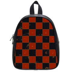 Red And Black Checkered Grunge  School Bag (small) by SpinnyChairDesigns