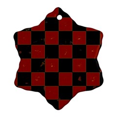 Red And Black Checkered Grunge  Ornament (snowflake) by SpinnyChairDesigns