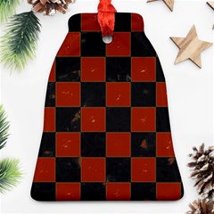 Red And Black Checkered Grunge  Bell Ornament (two Sides) by SpinnyChairDesigns