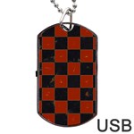 Red and Black Checkered Grunge  Dog Tag USB Flash (One Side) Front