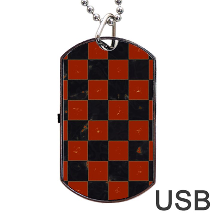 Red and Black Checkered Grunge  Dog Tag USB Flash (One Side)