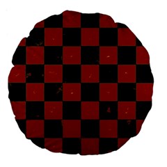 Red And Black Checkered Grunge  Large 18  Premium Flano Round Cushions by SpinnyChairDesigns