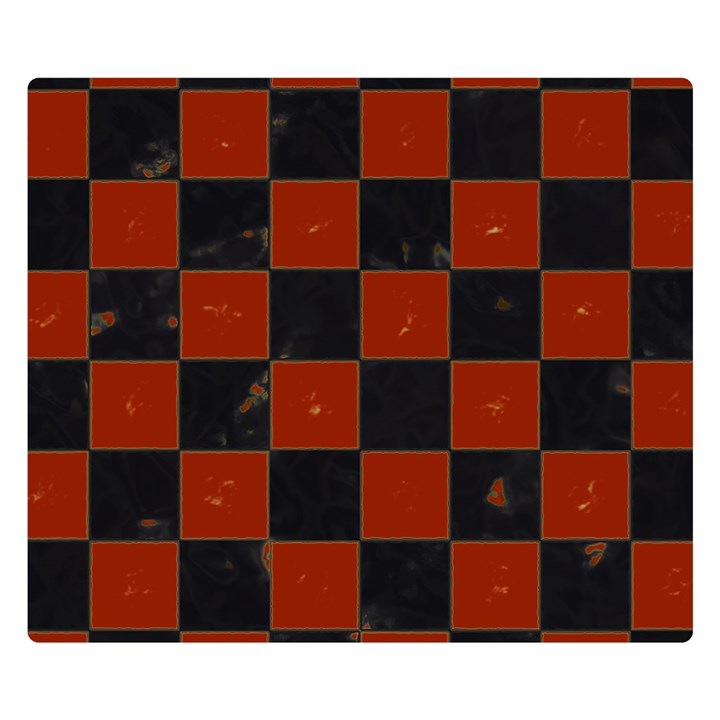 Red and Black Checkered Grunge  Double Sided Flano Blanket (Small) 