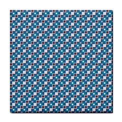 Country Blue Checks Pattern Tile Coaster by SpinnyChairDesigns