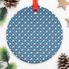 Country Blue Checks Pattern Ornament (round) by SpinnyChairDesigns