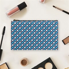 Country Blue Checks Pattern Cosmetic Bag (medium) by SpinnyChairDesigns