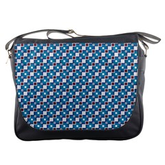 Country Blue Checks Pattern Messenger Bag by SpinnyChairDesigns