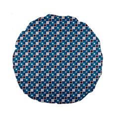 Country Blue Checks Pattern Standard 15  Premium Round Cushions by SpinnyChairDesigns