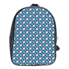 Country Blue Checks Pattern School Bag (xl) by SpinnyChairDesigns