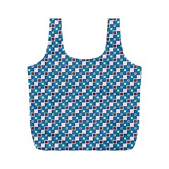 Country Blue Checks Pattern Full Print Recycle Bag (m) by SpinnyChairDesigns