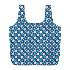 Country Blue Checks Pattern Full Print Recycle Bag (l) by SpinnyChairDesigns