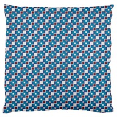 Country Blue Checks Pattern Large Flano Cushion Case (one Side) by SpinnyChairDesigns