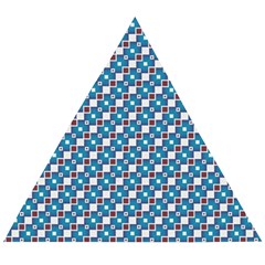 Country Blue Checks Pattern Wooden Puzzle Triangle by SpinnyChairDesigns