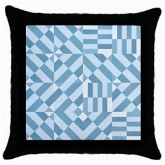 Truchet Tiles Blue White Throw Pillow Case (Black)