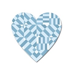 Truchet Tiles Blue White Heart Magnet