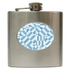 Truchet Tiles Blue White Hip Flask (6 oz)