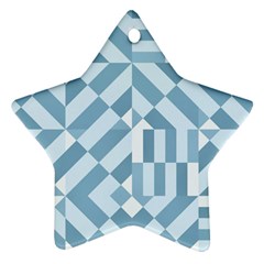 Truchet Tiles Blue White Star Ornament (Two Sides)