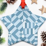 Truchet Tiles Blue White Star Ornament (Two Sides) Back