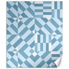 Truchet Tiles Blue White Canvas 8  x 10 